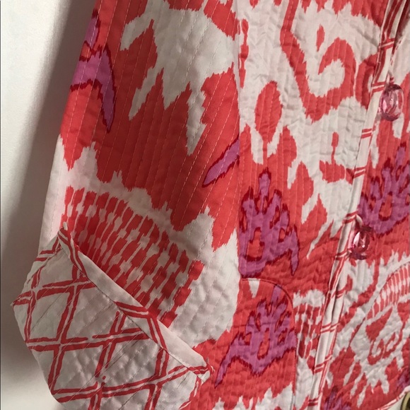 Patty Kim Reversible Cotton Jacket in Fuchsia and Coral, Pockets on Both Sides - Picture 7 of 12